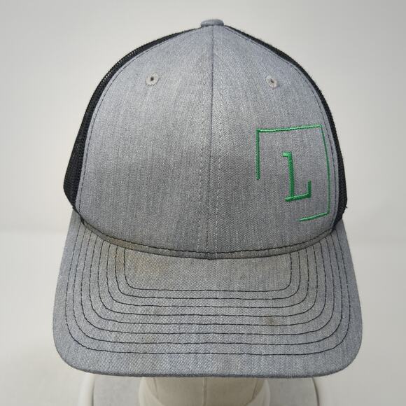 L Logo Snapback Trucker Hat Gray One Size Adjustable Lightweight Richardson - Picture 2 of 10